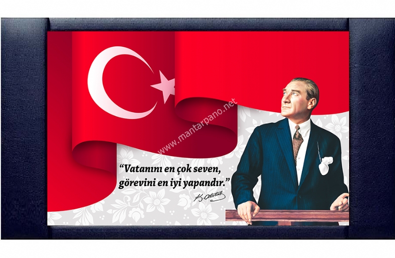 Atatürk Portreleri Deri Çerçeveli 100x160 cm